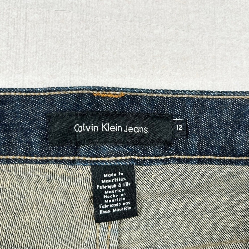 Calvin Klein Jeans Womens 12 Lean Bootcut Dark Wash Denim Blue Jeans Y2K Flaps - Picture 5 of 13